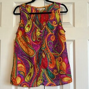 Trina Turk silk paisley top size medium